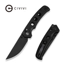 CIVIVI Noctis Thumb Stud & Crossbar Lock Knife Black G10 Handle (2.98" Black Stonewashed Nitro - V Blade) C24020C - 1