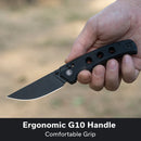 CIVIVI Noctis Thumb Stud & Crossbar Lock Knife Black G10 Handle (2.98" Black Stonewashed Nitro - V Blade) C24020C - 1