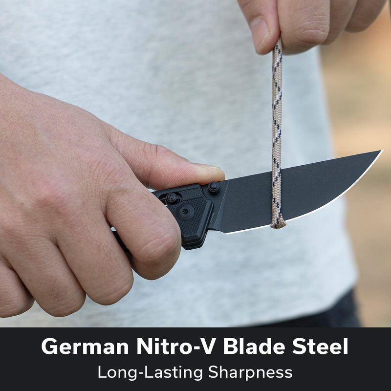 CIVIVI Noctis Thumb Stud & Crossbar Lock Knife Black G10 Handle (2.98" Black Stonewashed Nitro - V Blade) C24020C - 1