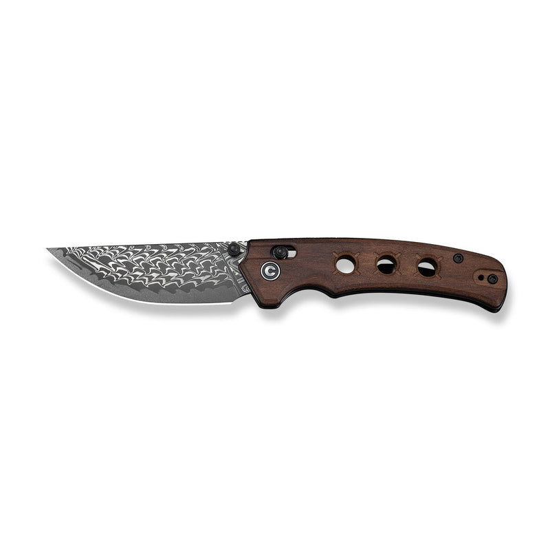 CIVIVI Noctis Thumb Stud & Crossbar Lock Knife Guibourtia Wood Handle (2.98" Damascus Blade) C24020C - DS1