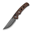 CIVIVI Noctis Thumb Stud & Crossbar Lock Knife Guibourtia Wood Handle (2.98" Damascus Blade) C24020C - DS1