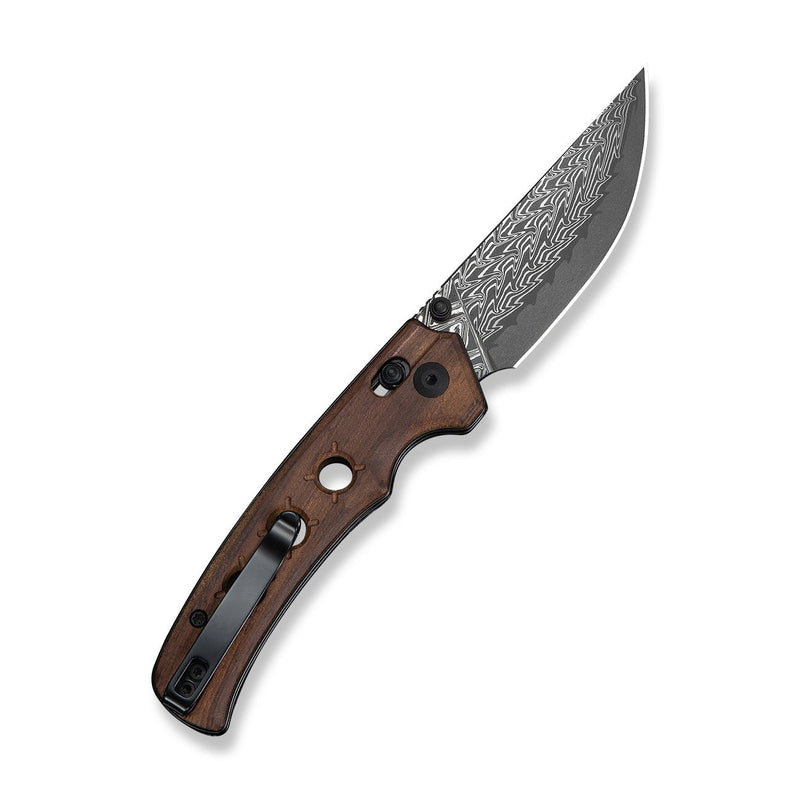 CIVIVI Noctis Thumb Stud & Crossbar Lock Knife Guibourtia Wood Handle (2.98" Damascus Blade) C24020C - DS1