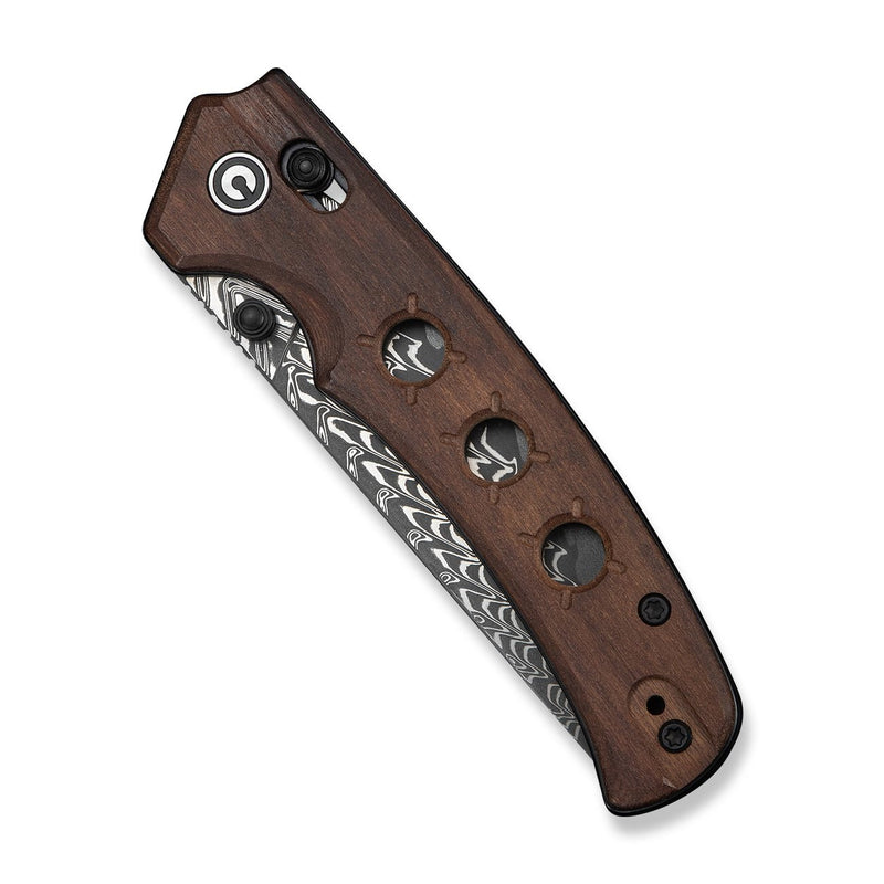CIVIVI Noctis Thumb Stud & Crossbar Lock Knife Guibourtia Wood Handle (2.98" Damascus Blade) C24020C - DS1