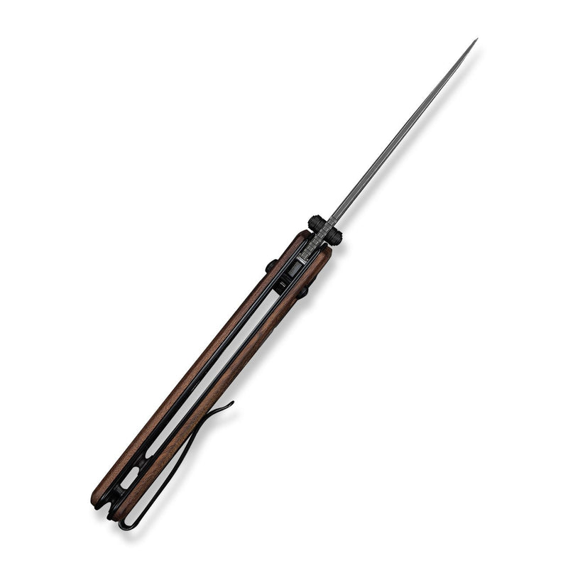 CIVIVI Noctis Thumb Stud & Crossbar Lock Knife Guibourtia Wood Handle (2.98" Damascus Blade) C24020C - DS1