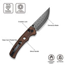 CIVIVI Noctis Thumb Stud & Crossbar Lock Knife Guibourtia Wood Handle (2.98" Damascus Blade) C24020C - DS1