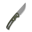 CIVIVI Noctis Thumb Stud & Crossbar Lock Knife Olive Canvas Micarta Handle (2.98" Stonewashed Nitro - V Blade) C24020C - 3