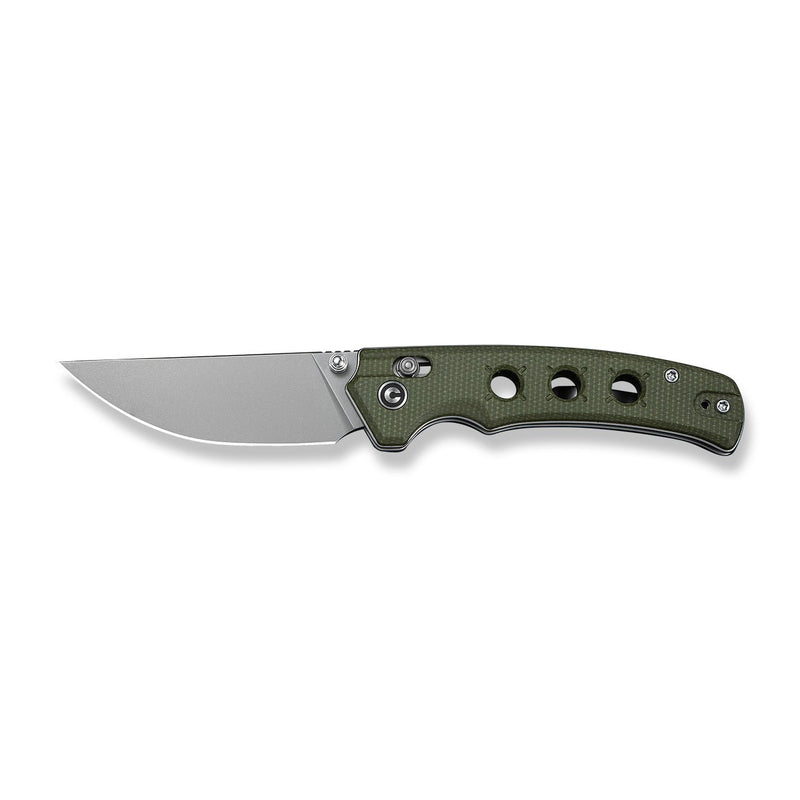 CIVIVI Noctis Thumb Stud & Crossbar Lock Knife Olive Canvas Micarta Handle (2.98" Stonewashed Nitro - V Blade) C24020C - 3
