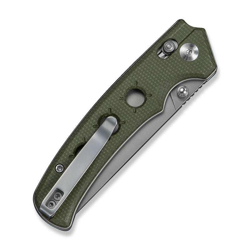 CIVIVI Noctis Thumb Stud & Crossbar Lock Knife Olive Canvas Micarta Handle (2.98" Stonewashed Nitro - V Blade) C24020C - 3