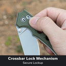 CIVIVI Noctis Thumb Stud & Crossbar Lock Knife Olive Canvas Micarta Handle (2.98" Stonewashed Nitro - V Blade) C24020C - 3