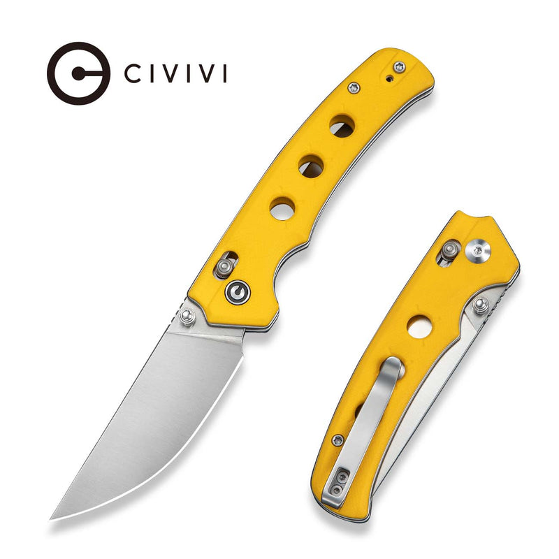 CIVIVI Noctis Thumb Stud & Crossbar Lock Knife Yellow G10 Handle (2.98" Satin Finished Nitro - V Blade) C24020C - 2