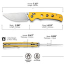 CIVIVI Noctis Thumb Stud & Crossbar Lock Knife Yellow G10 Handle (2.98" Satin Finished Nitro - V Blade) C24020C - 2
