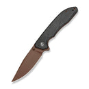 CIVIVI Norsent Flipper & Thumb Stud Knife Black Canvas Micarta Handle (3.36" Dark Brown Stonewashed 14C28N Blade) C25044 Sample2