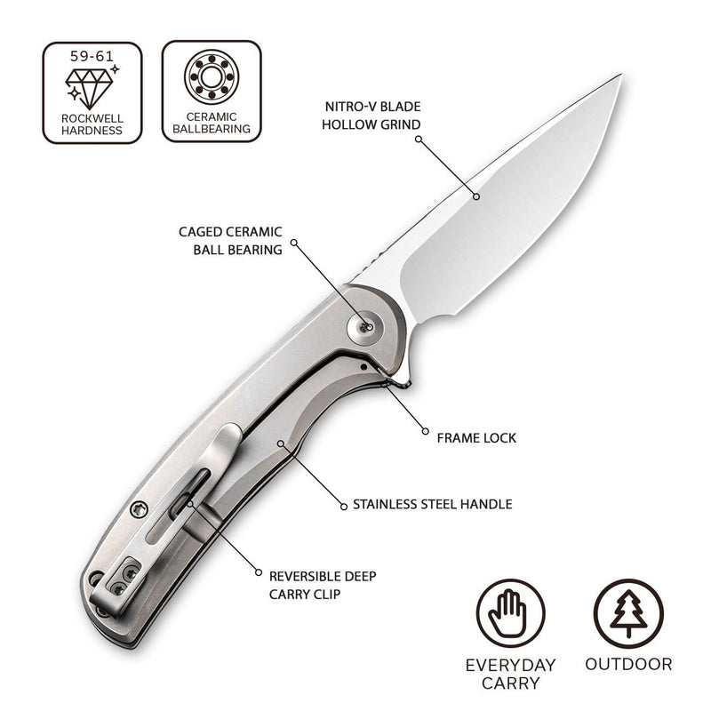 CIVIVI NOx Flipper Knife Stainless Steel Handle Nitro-V Blade