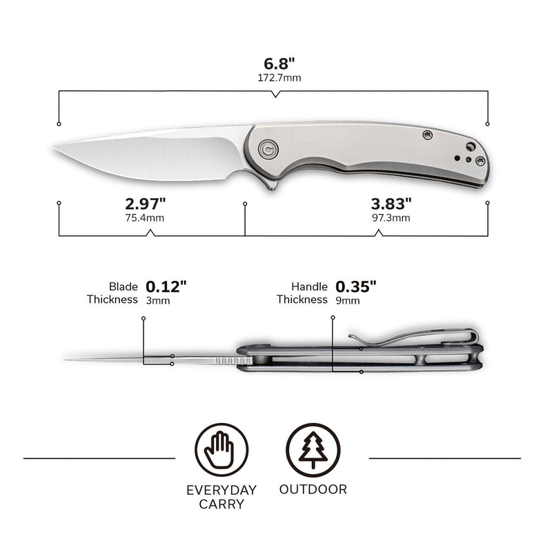 CIVIVI NOx Flipper Knife Stainless Steel Handle Nitro-V Blade