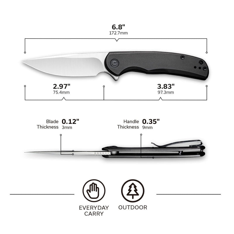 CIVIVI NOx Flipper Knife Stainless Steel Handle Nitro-V Blade