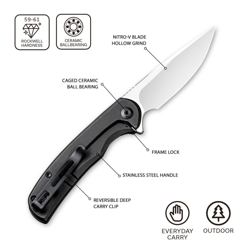 CIVIVI NOx Flipper Knife Stainless Steel Handle Nitro-V Blade