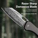 CIVIVI Nugz Flipper & Thumb Hole Knife Carbon Fiber & G10 Handle (3.17" Damascus Blade) C23060 - DS1 - CIVIVI