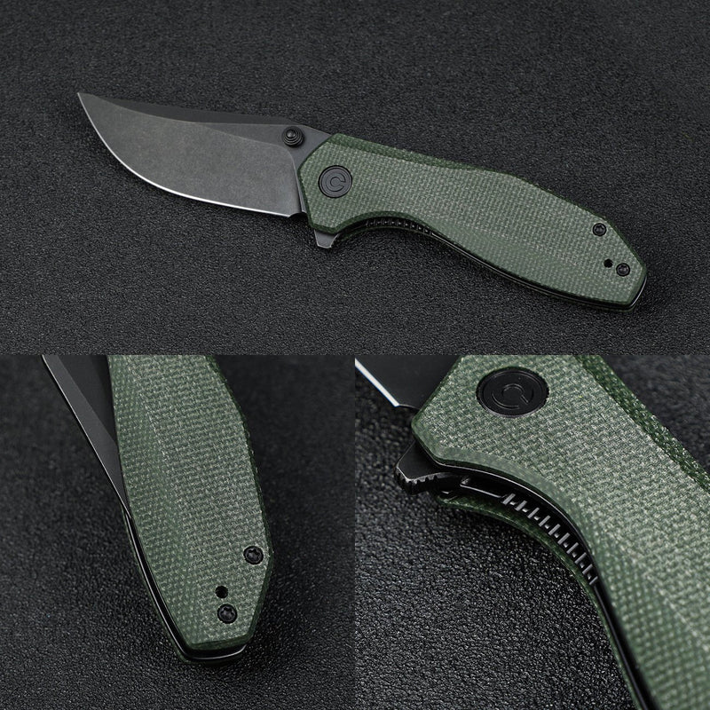 CIVIVI ODD 22 Flipper & Thumb Stud Knife - Micarta Handle 14C28N