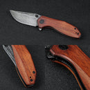 CIVIVI ODD 22 Flipper & Thumb Stud Knife Wood Handle (2.97" Damascus Blade) C21032 - DS1 - CIVIVI