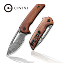 CIVIVI Odium Flipper & Thumb Hole Knife Wood Handle (2.65" Damascus Blade) C2010DS - 1 - CIVIVI