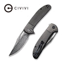 CIVIVI Ortis Flipper & Thumb Hole Knife Carbon Fiber Handle (3.25" Damascus Blade) C2013DS - 1 - CIVIVI