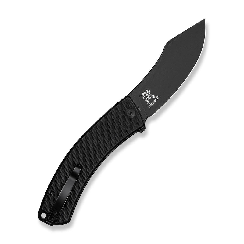 CIVIVI Outlaw Muk Flipper & Button Lock Knife Black G10 Handle (3.47" Black Stonewashed 14C28N Blade) C24079 - 1
