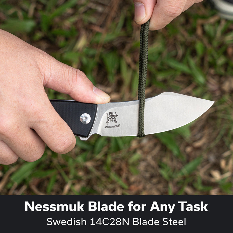 CIVIVI Outlaw Muk Flipper & Button Lock Knife Black & White G10 Handle (3.47" Satin Finished 14C28N Blade) C24079 - 4