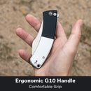 CIVIVI Outlaw Muk Flipper & Button Lock Knife Black & White G10 Handle (3.47" Satin Finished 14C28N Blade) C24079 - 4