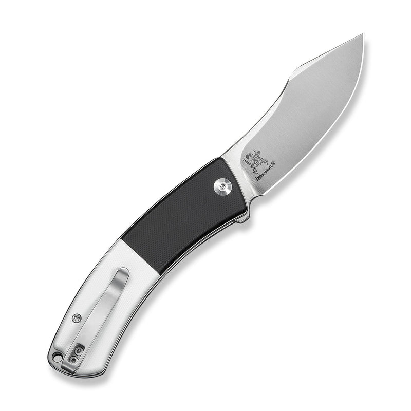 CIVIVI Outlaw Muk Flipper & Button Lock Knife Black & White G10 Handle (3.47" Satin Finished 14C28N Blade) C24079 - 4