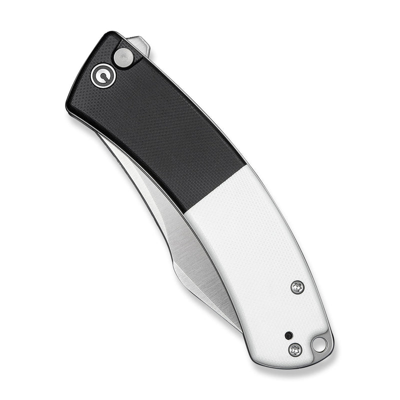 CIVIVI Outlaw Muk Flipper & Button Lock Knife Black & White G10 Handle (3.47" Satin Finished 14C28N Blade) C24079 - 4
