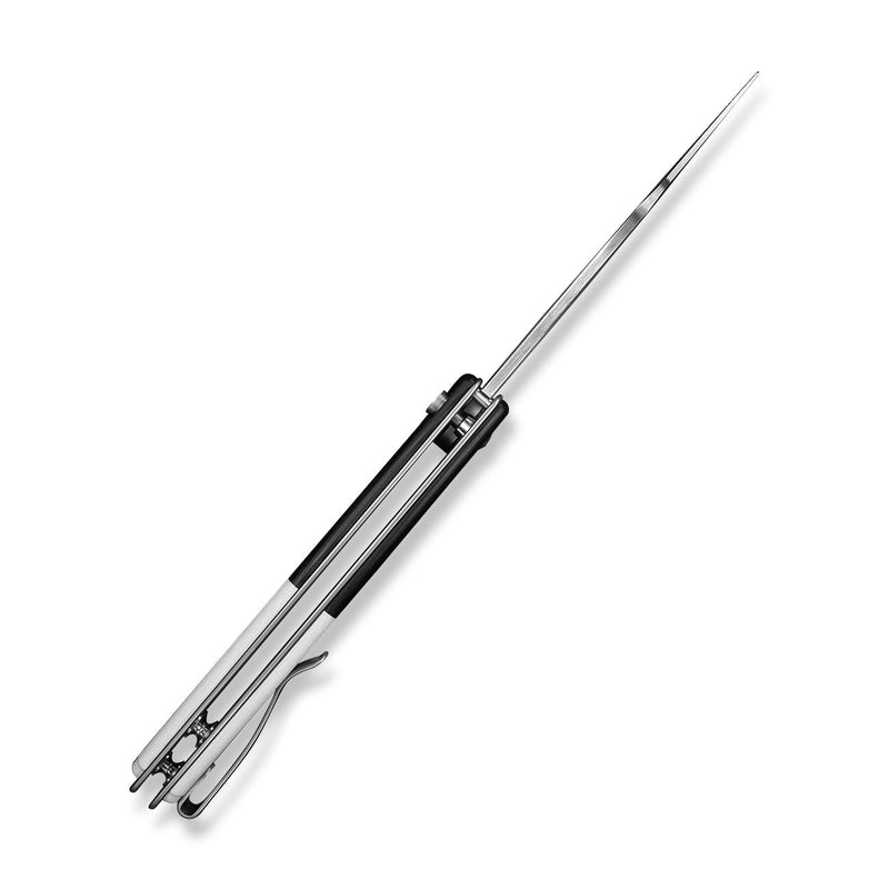 CIVIVI Outlaw Muk Flipper & Button Lock Knife Black & White G10 Handle (3.47" Satin Finished 14C28N Blade) C24079 - 4