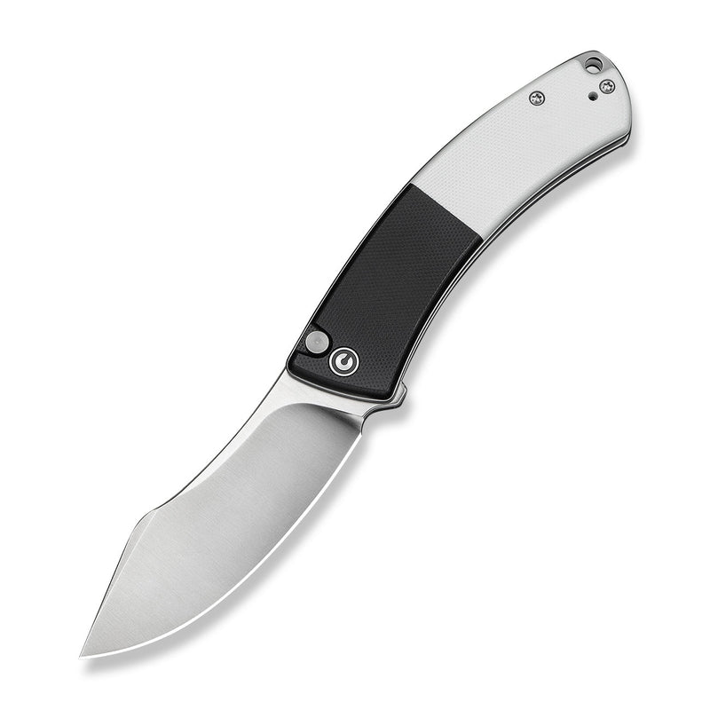 CIVIVI Outlaw Muk Flipper & Button Lock Knife Black & White G10 Handle (3.47" Satin Finished 14C28N Blade) C24079 - 4