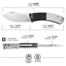 CIVIVI Outlaw Muk Flipper & Button Lock Knife Black & White G10 Handle (3.47" Satin Finished 14C28N Blade) C24079 - 4