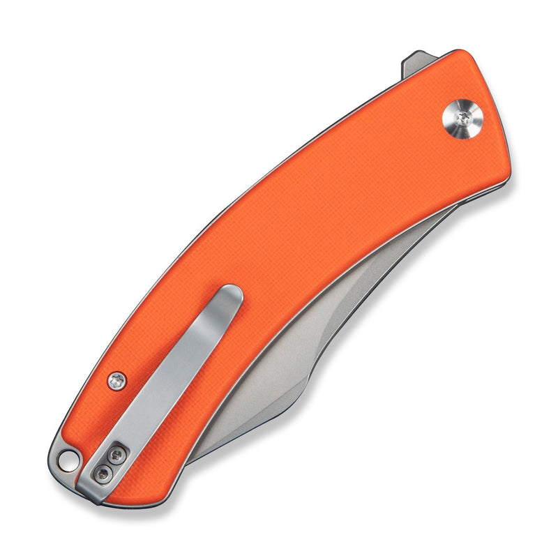 CIVIVI Outlaw Muk Flipper & Button Lock Knife Orange G10 Handle (3.47" Stonewashed 14C28N Blade) C24079 - 2
