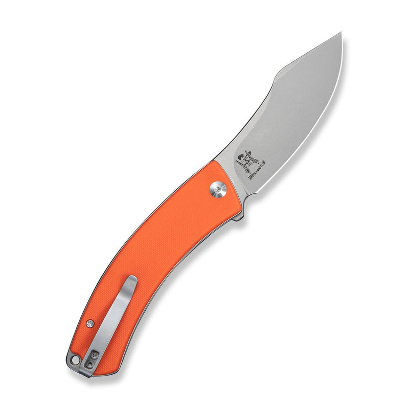 CIVIVI Outlaw Muk Flipper & Button Lock Knife Orange G10 Handle (3.47" Stonewashed 14C28N Blade) C24079 - 2