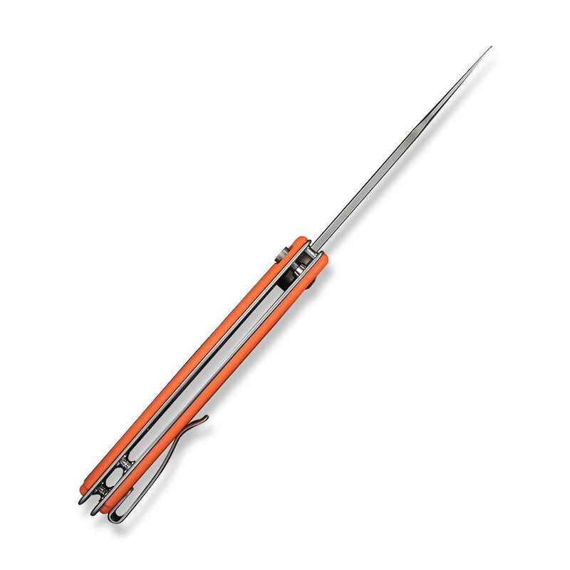 CIVIVI Outlaw Muk Flipper & Button Lock Knife Orange G10 Handle (3.47" Stonewashed 14C28N Blade) C24079 - 2