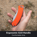 CIVIVI Outlaw Muk Flipper & Button Lock Knife Orange G10 Handle (3.47" Stonewashed 14C28N Blade) C24079 - 2