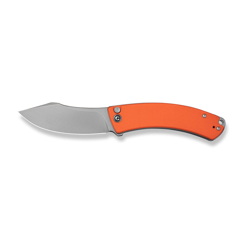 CIVIVI Outlaw Muk Flipper & Button Lock Knife Orange G10 Handle (3.47" Stonewashed 14C28N Blade) C24079 - 2