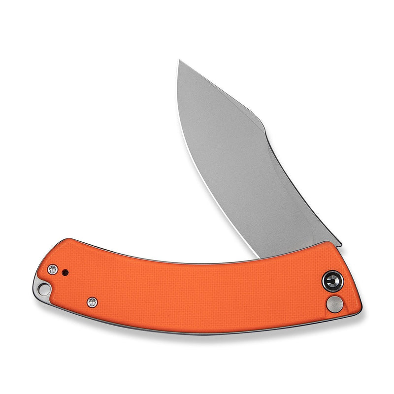 CIVIVI Outlaw Muk Flipper & Button Lock Knife Orange G10 Handle (3.47" Stonewashed 14C28N Blade) C24079 - 2