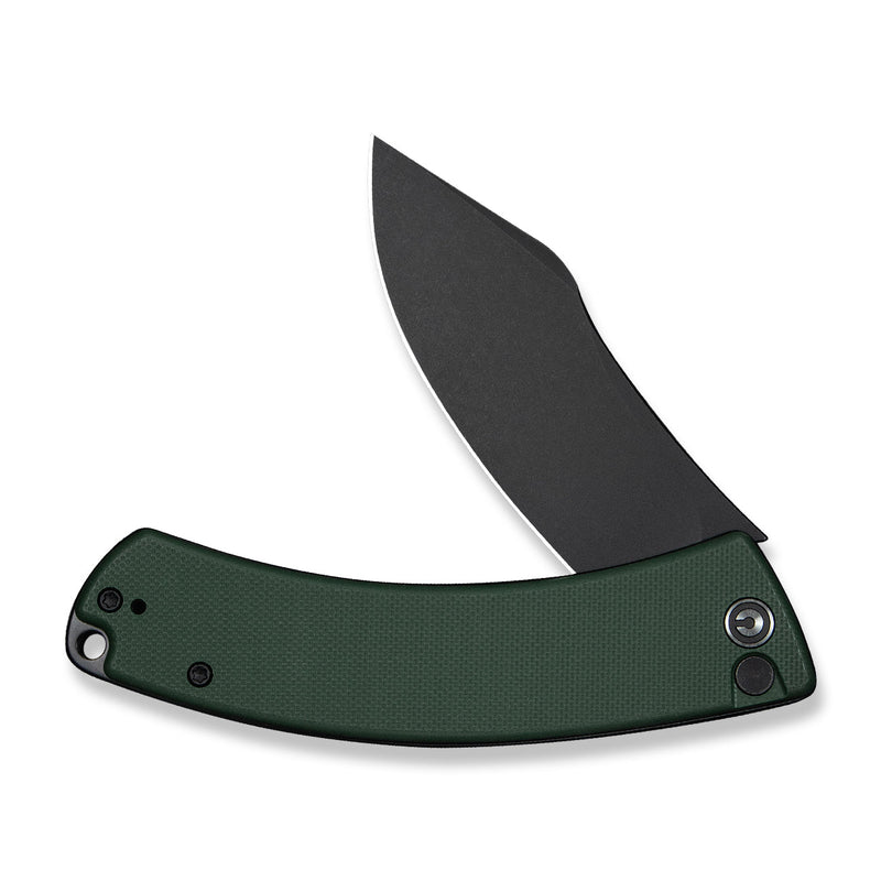 CIVIVI Outlaw Muk Flipper & Button Lock Knife Teal Green G10 Handle (3.47" Black Stonewashed 14C28N Blade) C24079 - 3