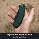 CIVIVI Outlaw Muk Flipper & Button Lock Knife Teal Green G10 Handle (3.47" Black Stonewashed 14C28N Blade) C24079 - 3