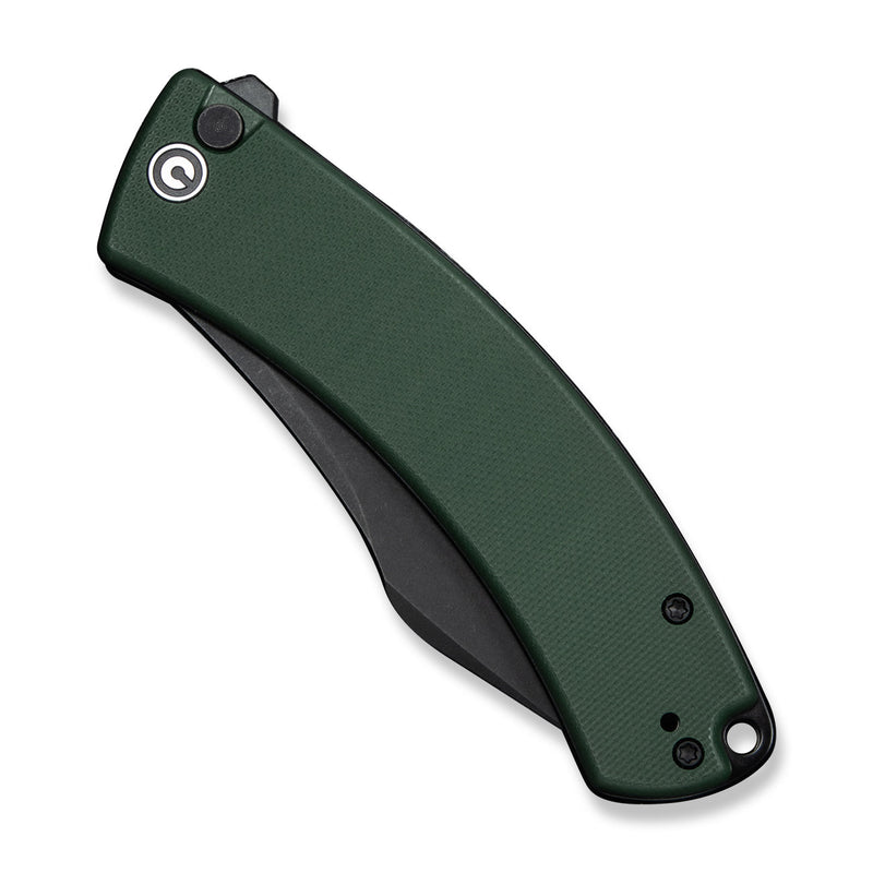 CIVIVI Outlaw Muk Flipper & Button Lock Knife Teal Green G10 Handle (3.47" Black Stonewashed 14C28N Blade) C24079 - 3