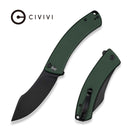CIVIVI Outlaw Muk Flipper & Button Lock Knife Teal Green G10 Handle (3.47" Black Stonewashed 14C28N Blade) C24079 - 3
