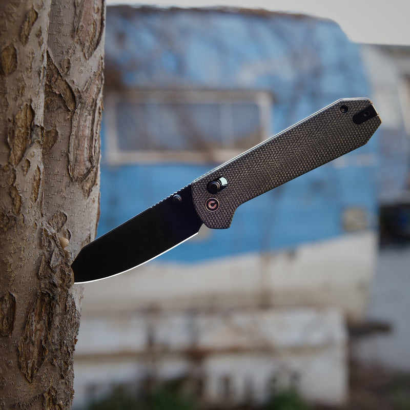CIVIVI Over Yonder Thumb Stud & Crossbar Lock Knife Dark Green Canvas