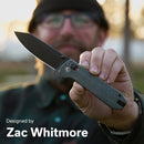 CIVIVI Over Yonder Thumb Stud & Crossbar Lock Knife Dark Green Canvas Micarta Handle (3.35" Black Stonewashed 14C28N Blade) C25027 - 1 - CIVIVI