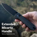 CIVIVI Over Yonder Thumb Stud & Crossbar Lock Knife Dark Green Canvas Micarta Handle (3.35" Black Stonewashed 14C28N Blade) C25027 - 1 - CIVIVI