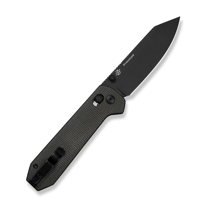 CIVIVI Over Yonder Thumb Stud & Crossbar Lock Knife Dark Green Canvas Micarta Handle (3.35" Black Stonewashed 14C28N Blade) C25027B Sample1