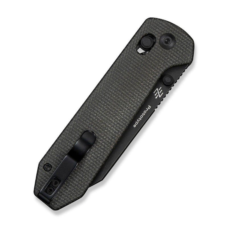 CIVIVI Over Yonder Thumb Stud & Crossbar Lock Knife Dark Green Canvas Micarta Handle (3.35" Black Stonewashed 14C28N Blade) C25027B Sample1