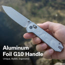 CIVIVI Over Yonder Thumb Stud & Crossbar Lock Knife G10 With Aluminum Foil Handle (3.35" 14C28N Blade) C25027 - 2 - CIVIVI
