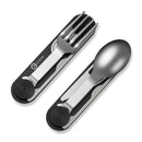 CIVIVI Partake 4 - In - 1 Multi - Tool Black Aluminum Handle Stainless Steel Knife, Fork, Spoon & Can Opener C24032C - 1, With A Waxed Canvas Pouch